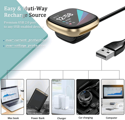 Wireless Charger For Fitbit Sense Versa USB Fast Charging Dock Cable Replacement TangleFree Smartwa 5