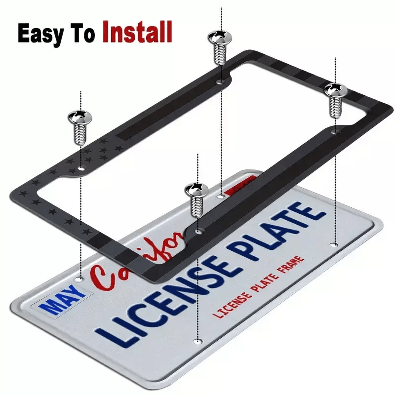 Black 3D American Flag License Plate Frame Holder Universal ABS Auto Car Tag Decal For Truck SUV An