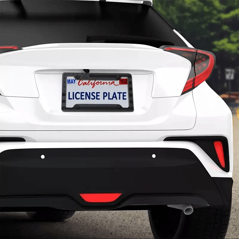 Black 3D American Flag License Plate Frame Holder Universal ABS Auto Car Tag Decal For Truck SUV An