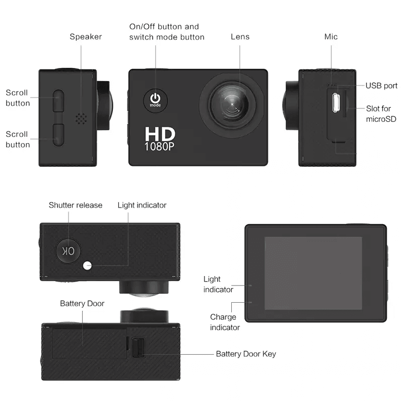 HD Action Sport Waterproof Camera 20MP Camcorder Video Recorder With LCD Diving Case  Accessories 11