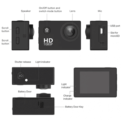 HD Action Sport Waterproof Camera 20MP Camcorder Video Recorder With LCD Diving Case  Accessories 11