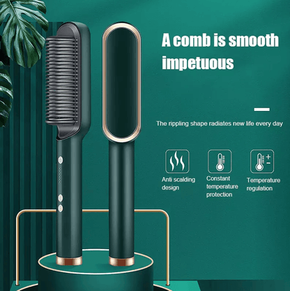 2in1 Hair Straightener Brush  Curler  Electric Hot Comb With Adjustable Heat Settings For FrizzFree 4