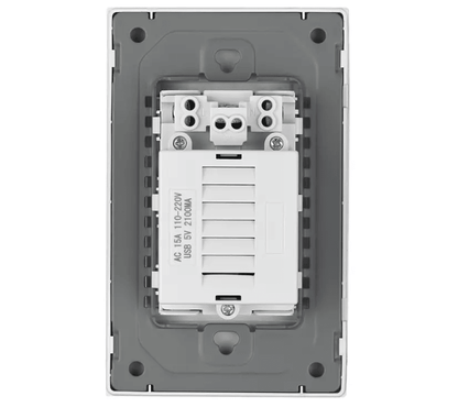 Dual Wall Outlet With USB Ports Charger 15A 120V  InWall Power Receptacle Plate Panel For Home Offi 1
