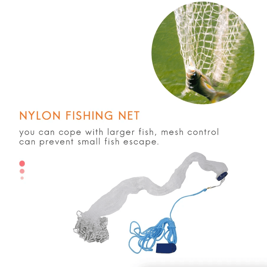 68101216FT Fishing Cast Net Bait Easy Throw Hand Cast Strong Nylon Mesh With Heavy Zinc Sinkers 1