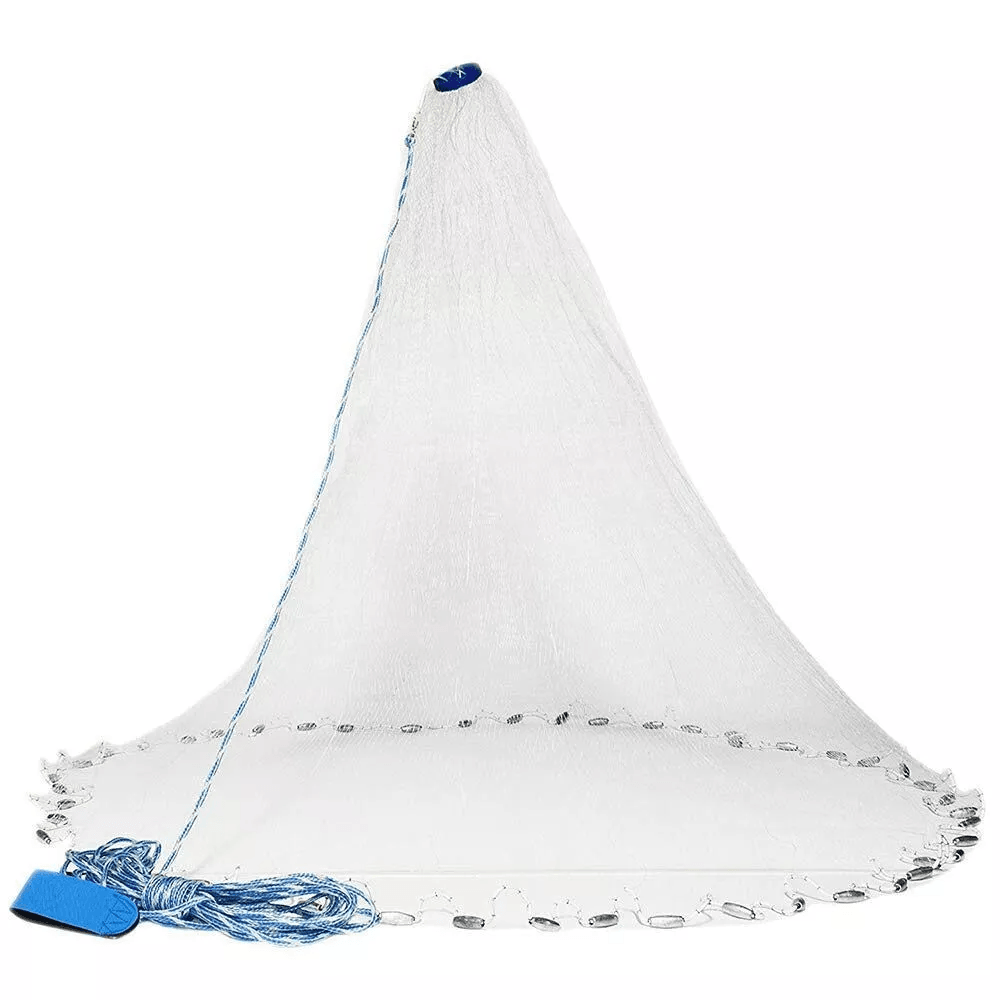 68101216FT Fishing Cast Net Bait Easy Throw Hand Cast Strong Nylon Mesh With Heavy Zinc Sinkers 13