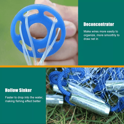 68101216FT Fishing Cast Net Bait Easy Throw Hand Cast Strong Nylon Mesh With Heavy Zinc Sinkers 8