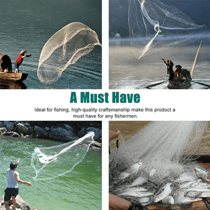 68101216FT Fishing Cast Net Bait Easy Throw Hand Cast Strong Nylon Mesh With Heavy Zinc Sinkers 11