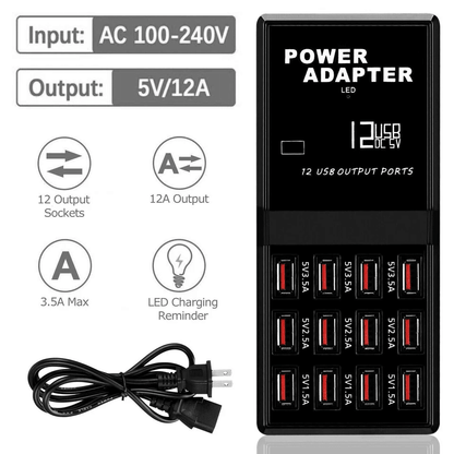 Multi Port USB Charging Station Hub USB Desktop Wall Charger Organizer For Phones Tablets Smart Dev 4