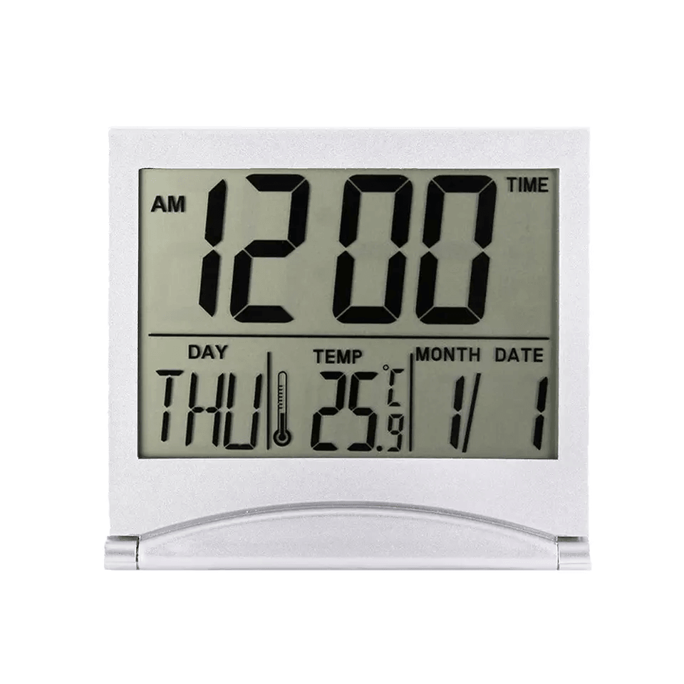 Digital Travel Alarm Clock Compact Foldable LCD Clock With Temperature Display  Timer For Desk Home 16