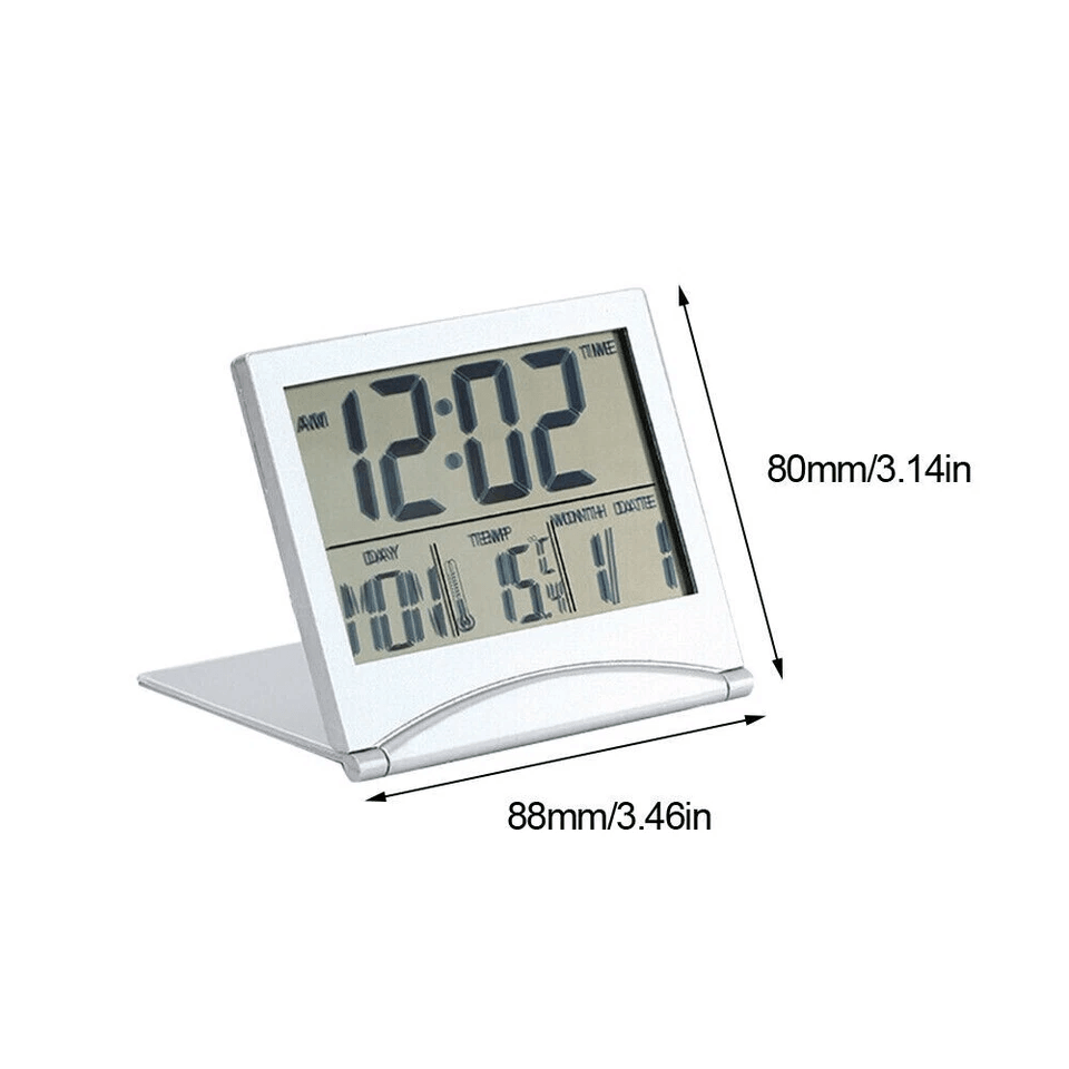 Digital Travel Alarm Clock Compact Foldable LCD Clock With Temperature Display  Timer For Desk Home 9