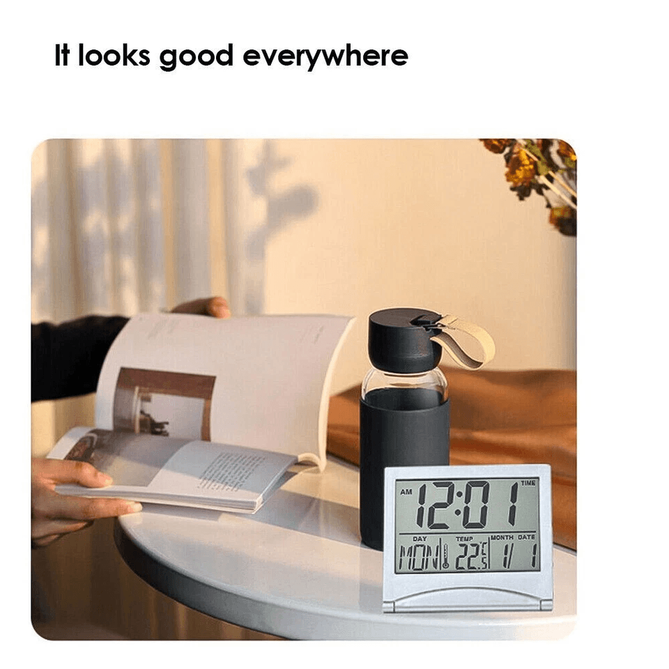 Digital Travel Alarm Clock Compact Foldable LCD Clock With Temperature Display  Timer For Desk Home 1
