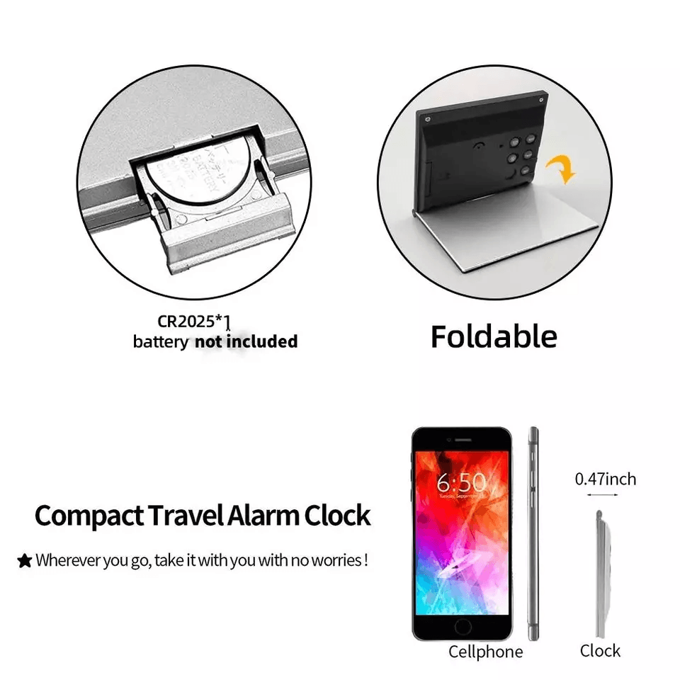 Digital Travel Alarm Clock Compact Foldable LCD Clock With Temperature Display  Timer For Desk Home 4