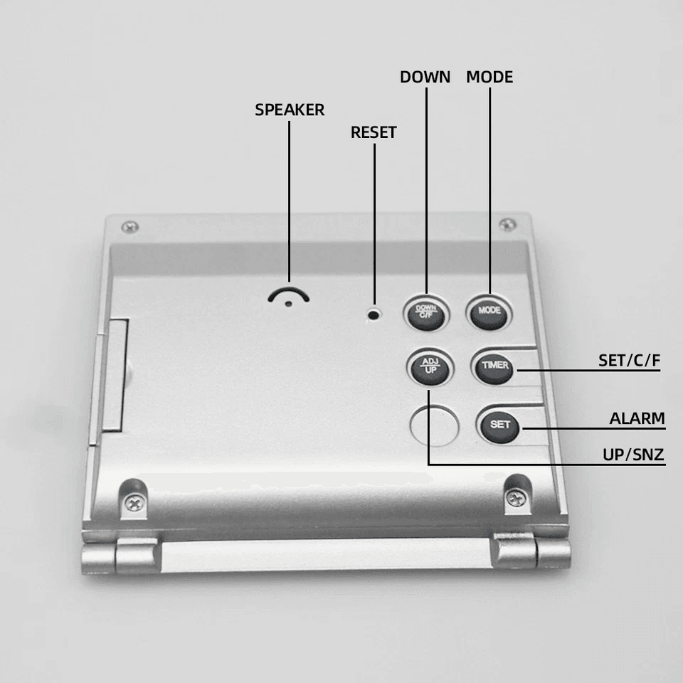 Digital Travel Alarm Clock Compact Foldable LCD Clock With Temperature Display  Timer For Desk Home 7
