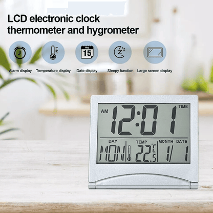 Digital Travel Alarm Clock Compact Foldable LCD Clock With Temperature Display  Timer For Desk Home 2