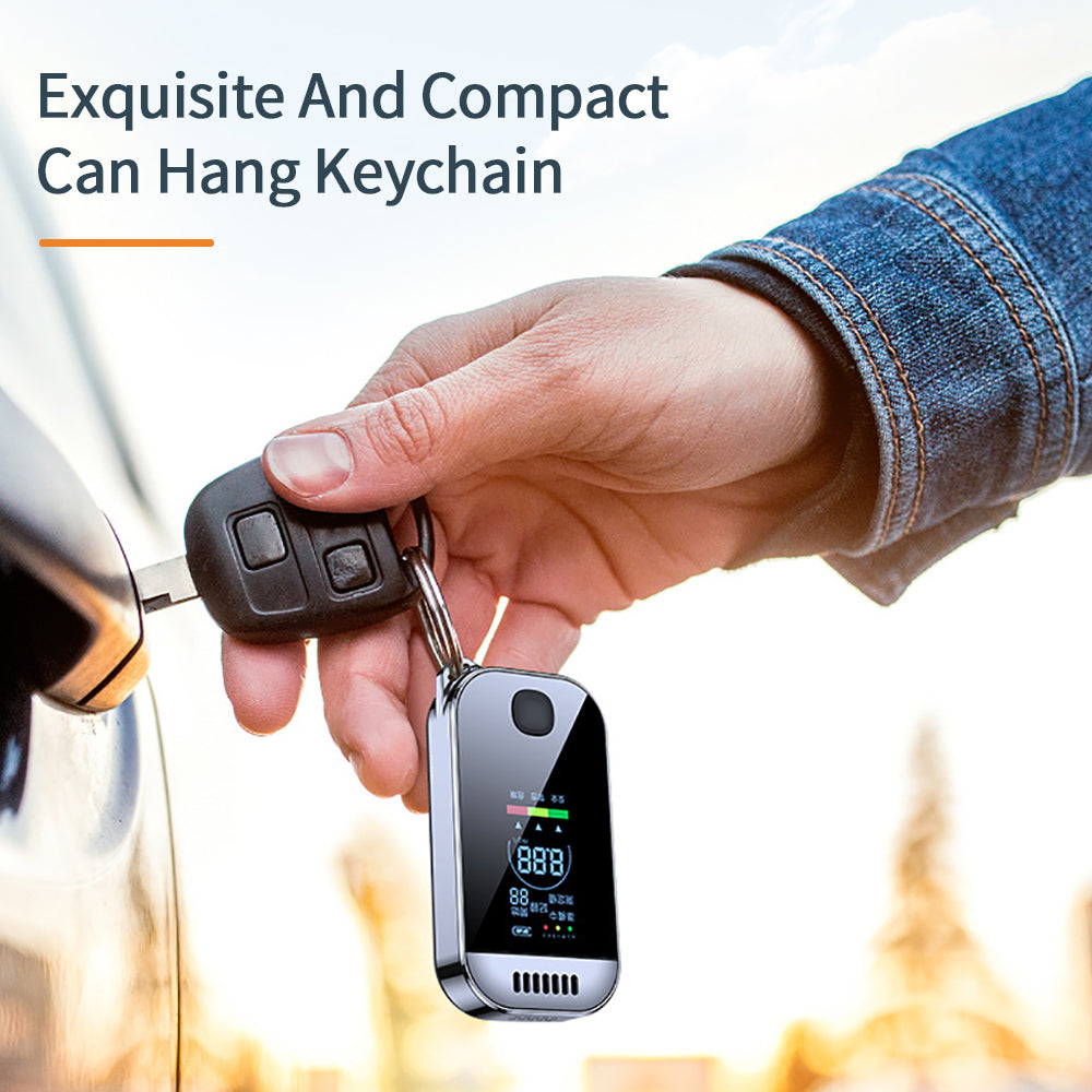 Digital Breath Alcohol Tester – USB Rechargeable Keychain Breathalyzer for Personal & Professional Use
