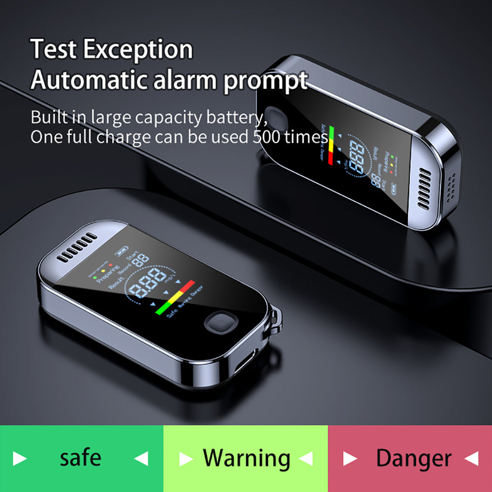 Digital Breath Alcohol Tester – USB Rechargeable Keychain Breathalyzer for Personal & Professional Use