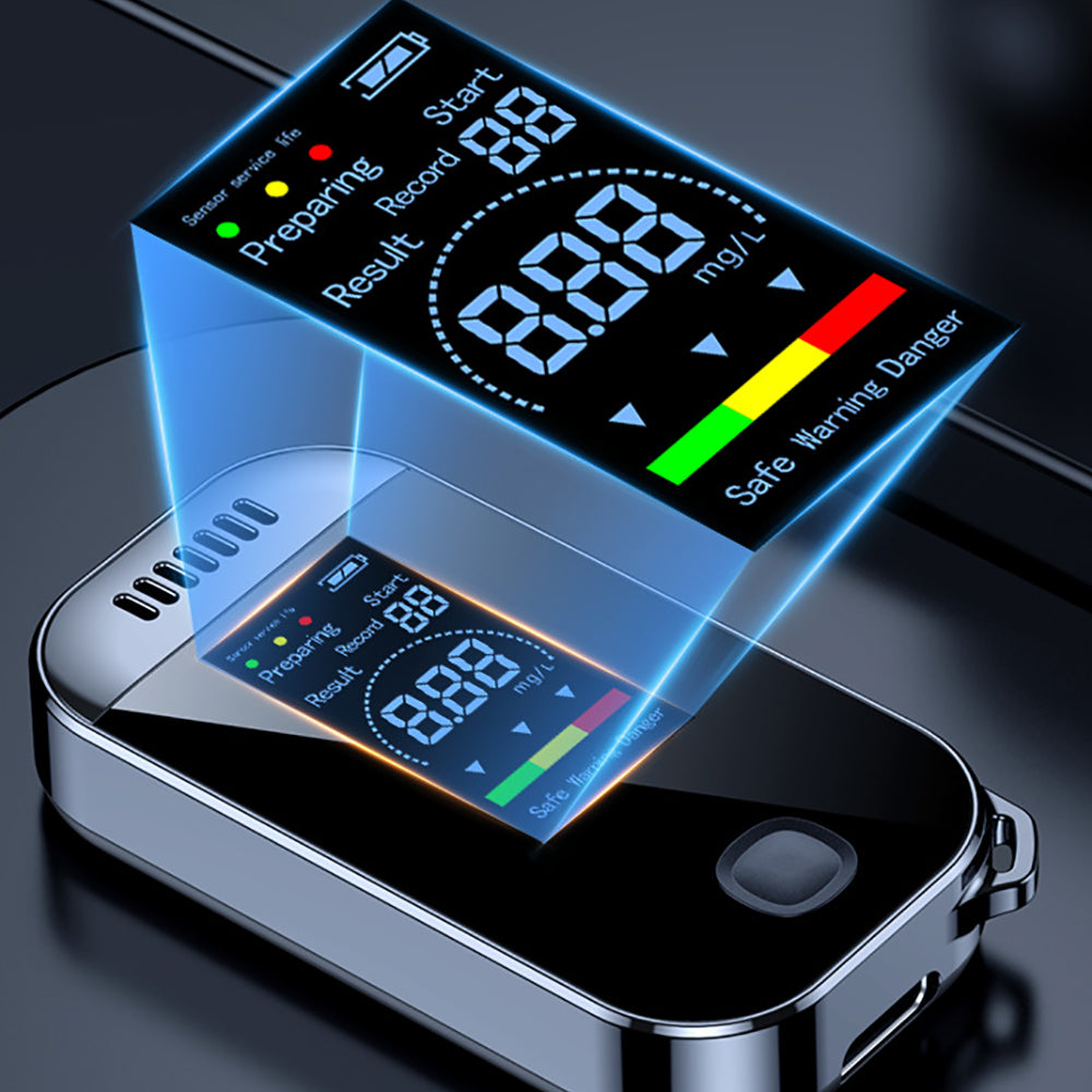 Digital Breath Alcohol Tester – USB Rechargeable Keychain Breathalyzer for Personal & Professional Use