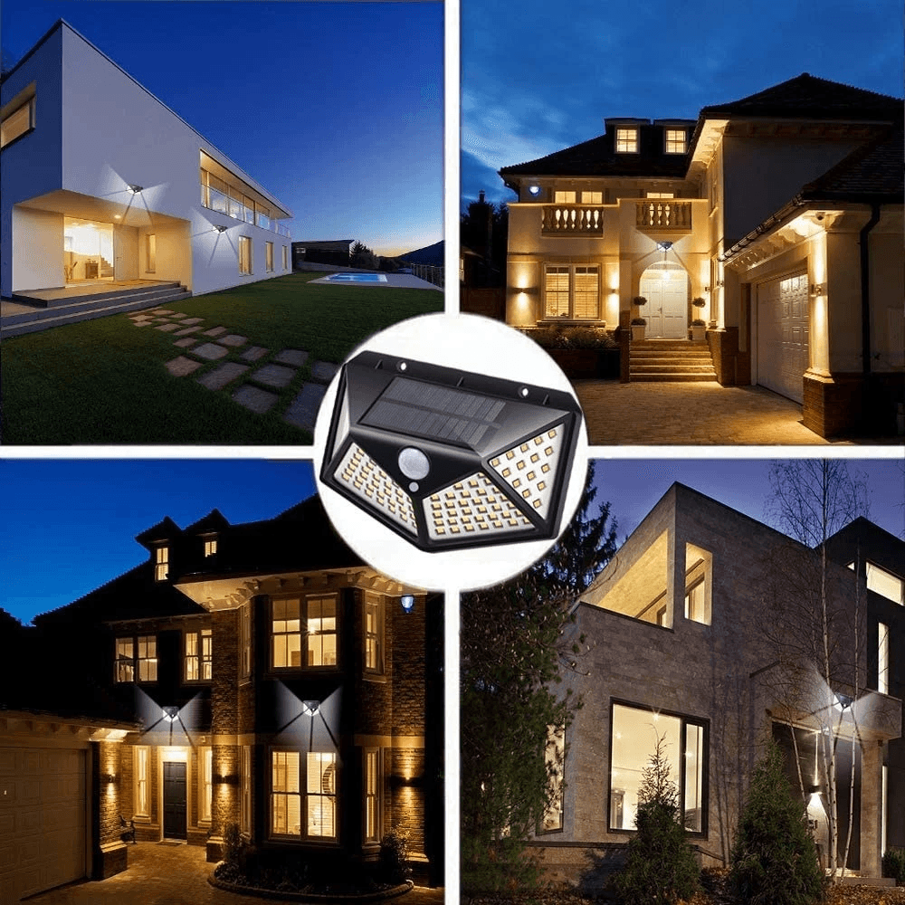 Solar Power 100 LEDs Light PIR Motion Sensor Outdoor Security Lamp For Wall  Garden 4