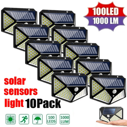 Solar Power 100 LEDs Light PIR Motion Sensor Outdoor Security Lamp for Wall & Garden