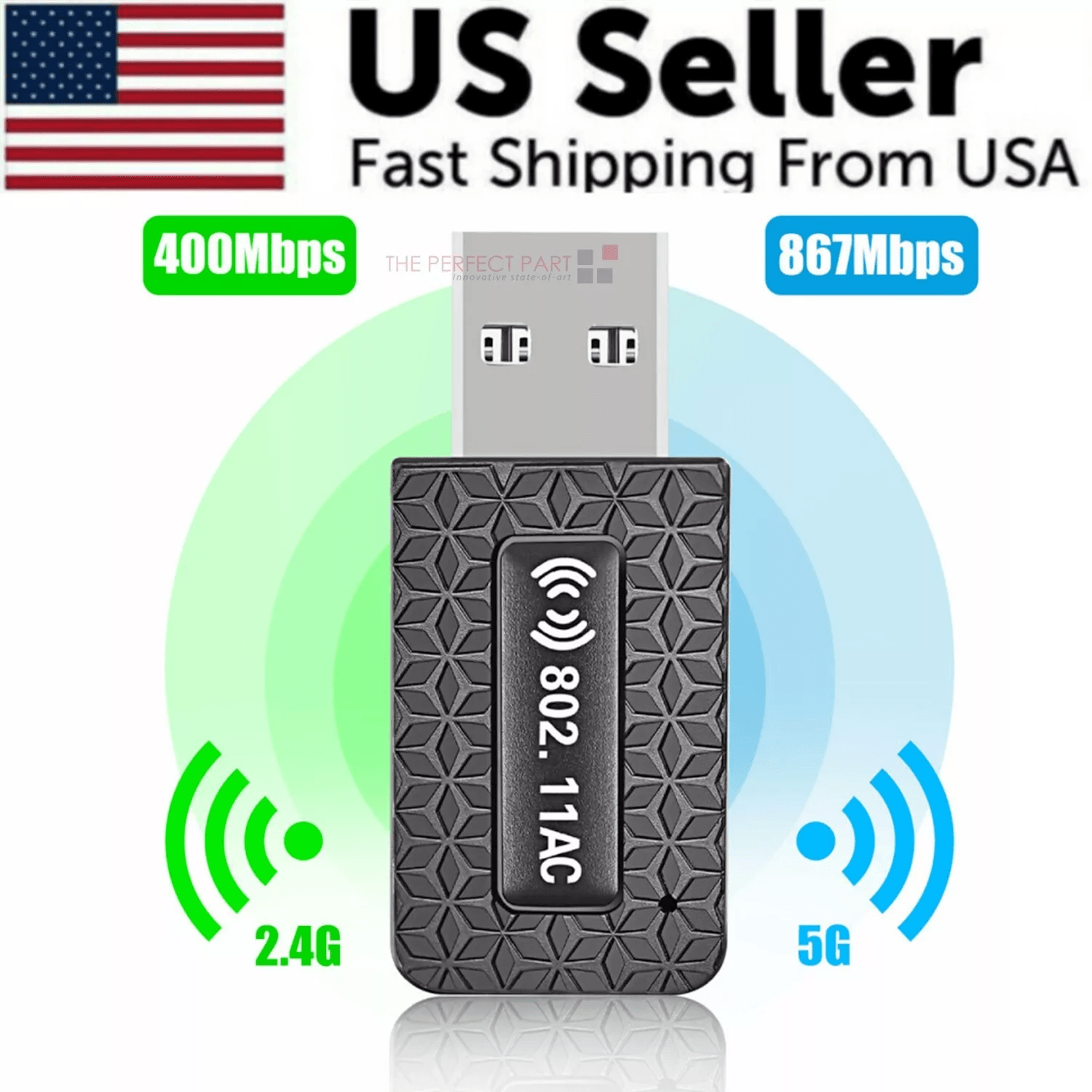 1300Mbps USB3.0 Wireless WiFi Adapter Dongle – Dual Band 5G/2.4G for Desktop & Laptop PCs