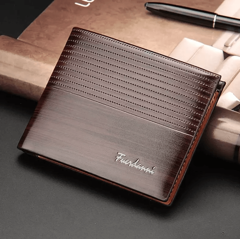 Mens Bifold Leather Credit ID Card Holder Wallet  Slim Purse With 6 Card Slots ID Window Genuine Le 4