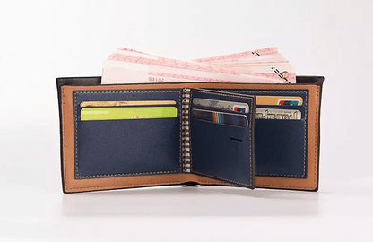 Mens Bifold Leather Credit ID Card Holder Wallet  Slim Purse With 6 Card Slots ID Window Genuine Le 1
