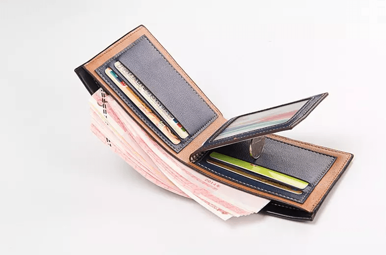 Mens Bifold Leather Credit ID Card Holder Wallet  Slim Purse With 6 Card Slots ID Window Genuine Le 2