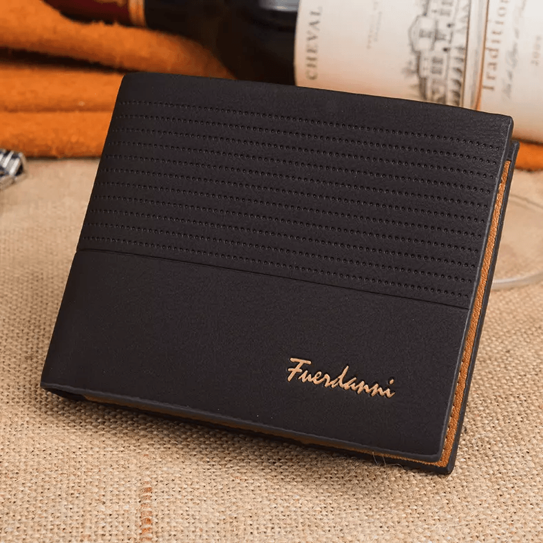 Mens Bifold Leather Credit ID Card Holder Wallet  Slim Purse With 6 Card Slots ID Window Genuine Le 6