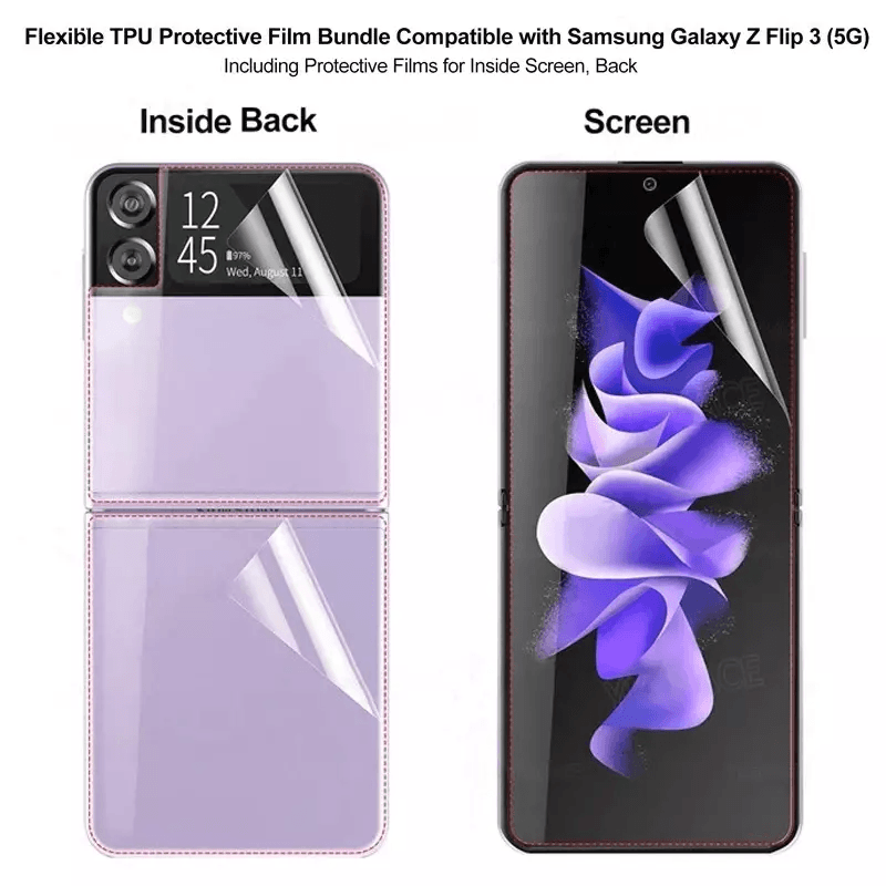 For Samsung Galaxy Z Flip 3 5G Soft Hydrogel Screen Protector Film  HD Lens Cover Full Coverage Ant 8