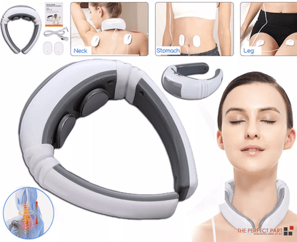 Electric Cervical Pulse Neck Massager, Smart Muscle Relax Massage Device with Magnetic Therapy & 8 Modes for Pain Relief