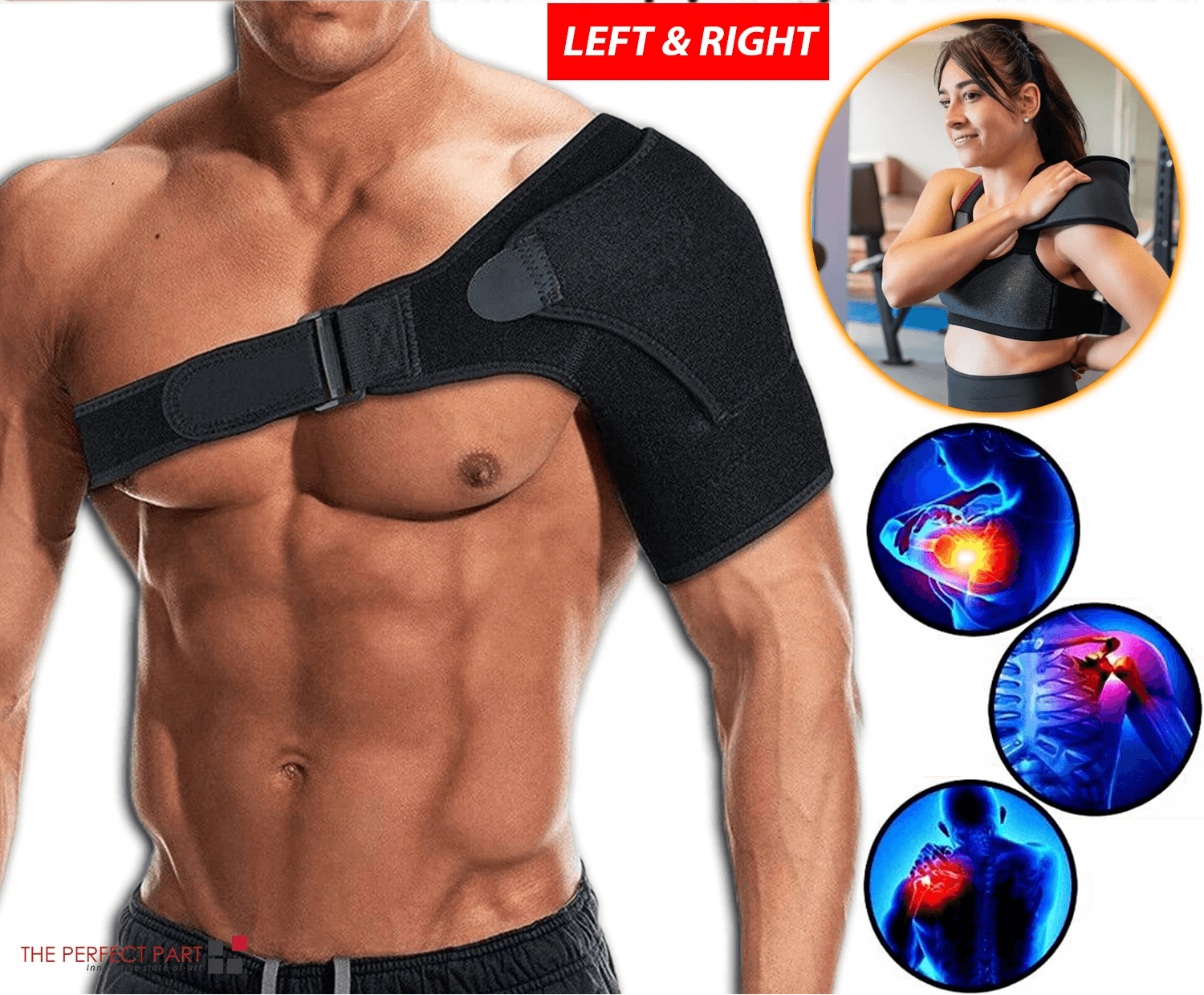 Shoulder Support Brace with Compression Sleeve for Torn Rotator Cuff, Frozen Shoulder & AC Joint Pain, For Men & Women