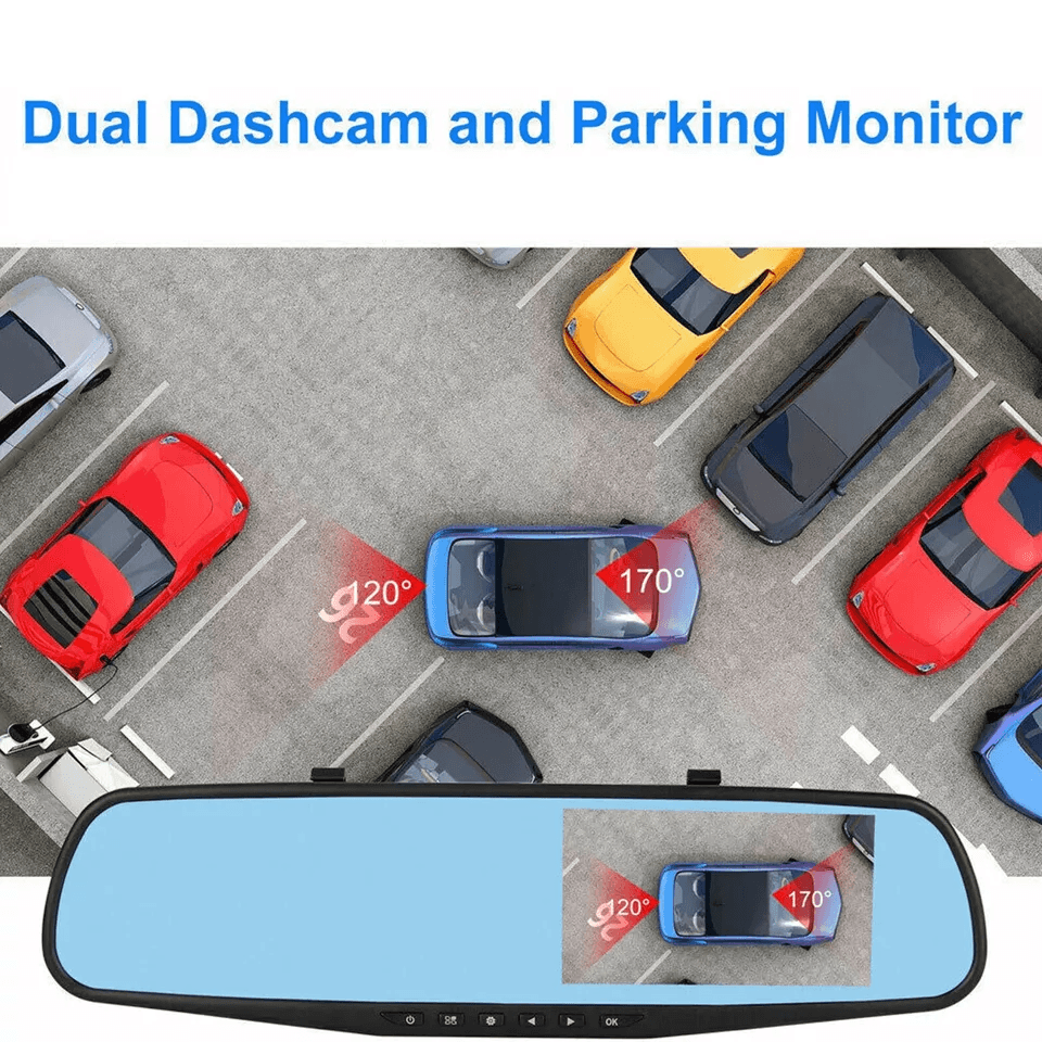 HD Rearview Mirror Car DVR Dual Dash Cam Camera Front And Rear Video Recorder With Backup Cam  Park 2