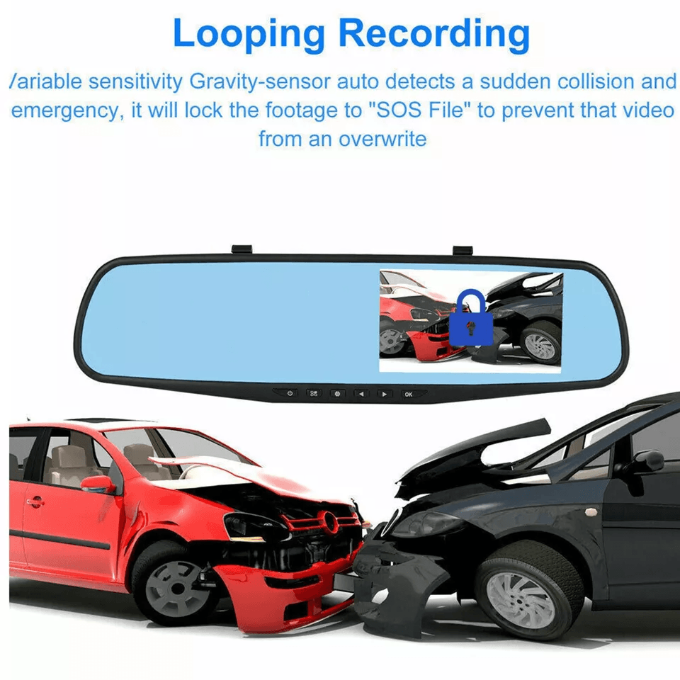 HD Rearview Mirror Car DVR Dual Dash Cam Camera Front And Rear Video Recorder With Backup Cam  Park 5