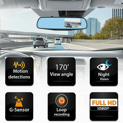HD Rearview Mirror Car DVR Dual Dash Cam Camera Front And Rear Video Recorder With Backup Cam  Park 4