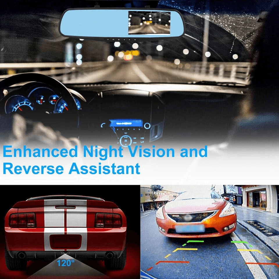 HD Rearview Mirror Car DVR Dual Dash Cam Camera Front And Rear Video Recorder With Backup Cam  Park 7