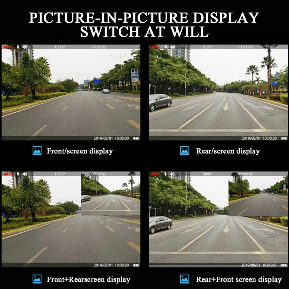HD Rearview Mirror Car DVR Dual Dash Cam Camera Front And Rear Video Recorder With Backup Cam  Park 3
