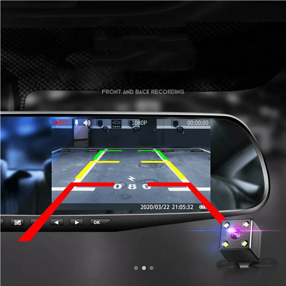 HD Rearview Mirror Car DVR Dual Dash Cam Camera Front And Rear Video Recorder With Backup Cam  Park 6