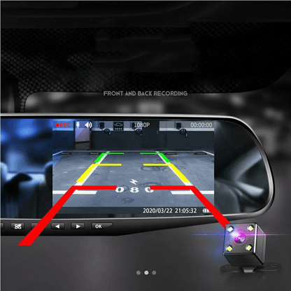 HD Rearview Mirror Car DVR Dual Dash Cam Camera Front And Rear Video Recorder With Backup Cam  Park 6