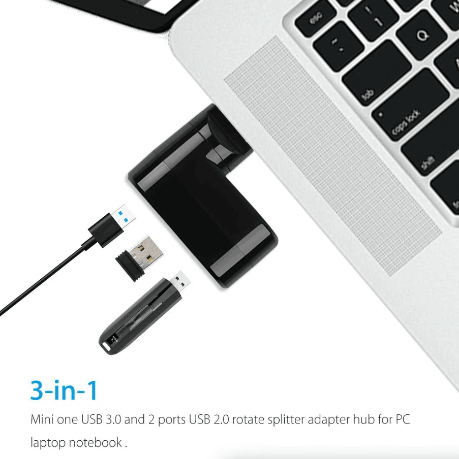 HighSpeed 3Port USB Hub Splitter Compact Expansion Adapter For Desktop  Laptop 2