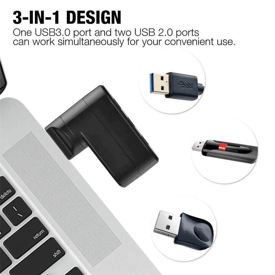 HighSpeed 3Port USB Hub Splitter Compact Expansion Adapter For Desktop  Laptop 5