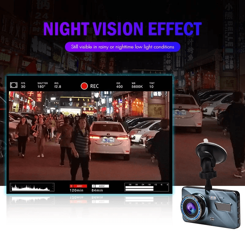 Touch Screen Dash Cam With Front And Rear Camera HD Dual Lens Car DVR Recorder Loop Recording GSens 2