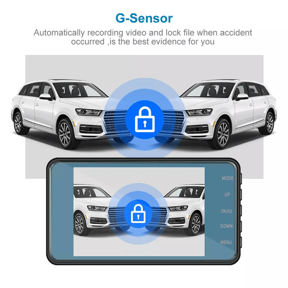 Touch Screen Dash Cam With Front And Rear Camera HD Dual Lens Car DVR Recorder Loop Recording GSens 13