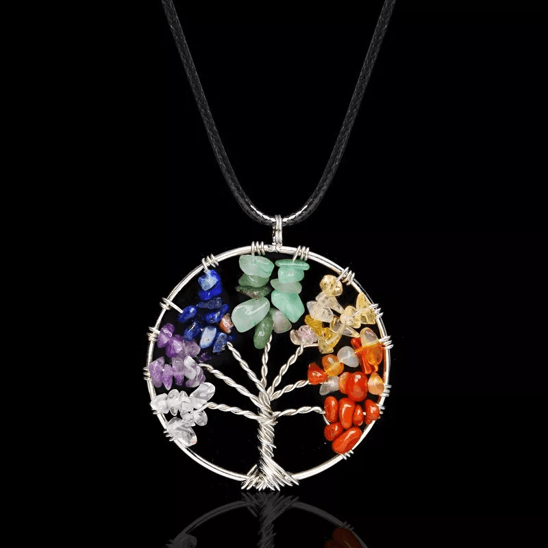 Tree Of Life Pendant Necklace 7 Chakra Natural Gemstone Crystal Healing Jewelry For Women Handmade  1