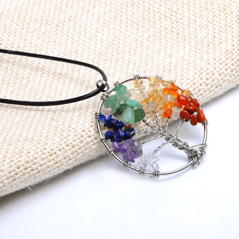 Tree Of Life Pendant Necklace 7 Chakra Natural Gemstone Crystal Healing Jewelry For Women Handmade  2