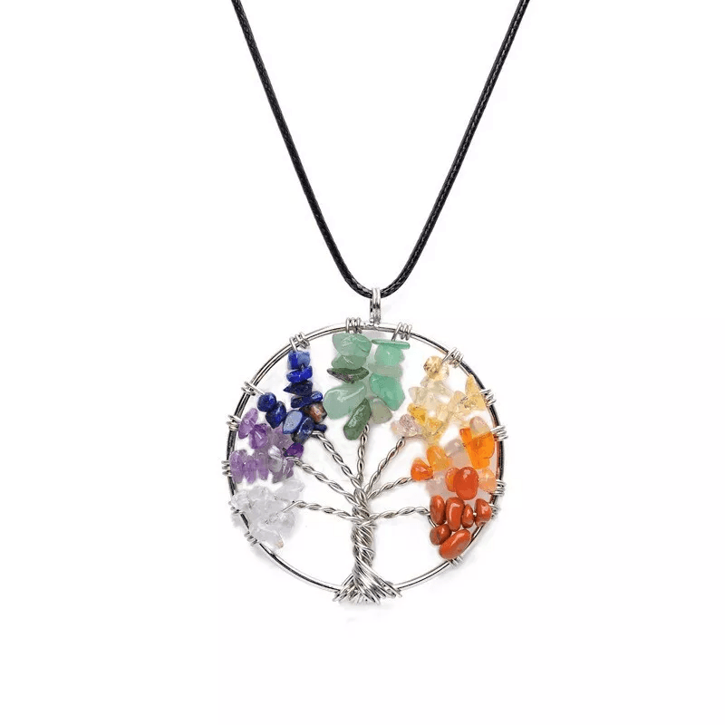 Tree Of Life Pendant Necklace 7 Chakra Natural Gemstone Crystal Healing Jewelry For Women Handmade  5