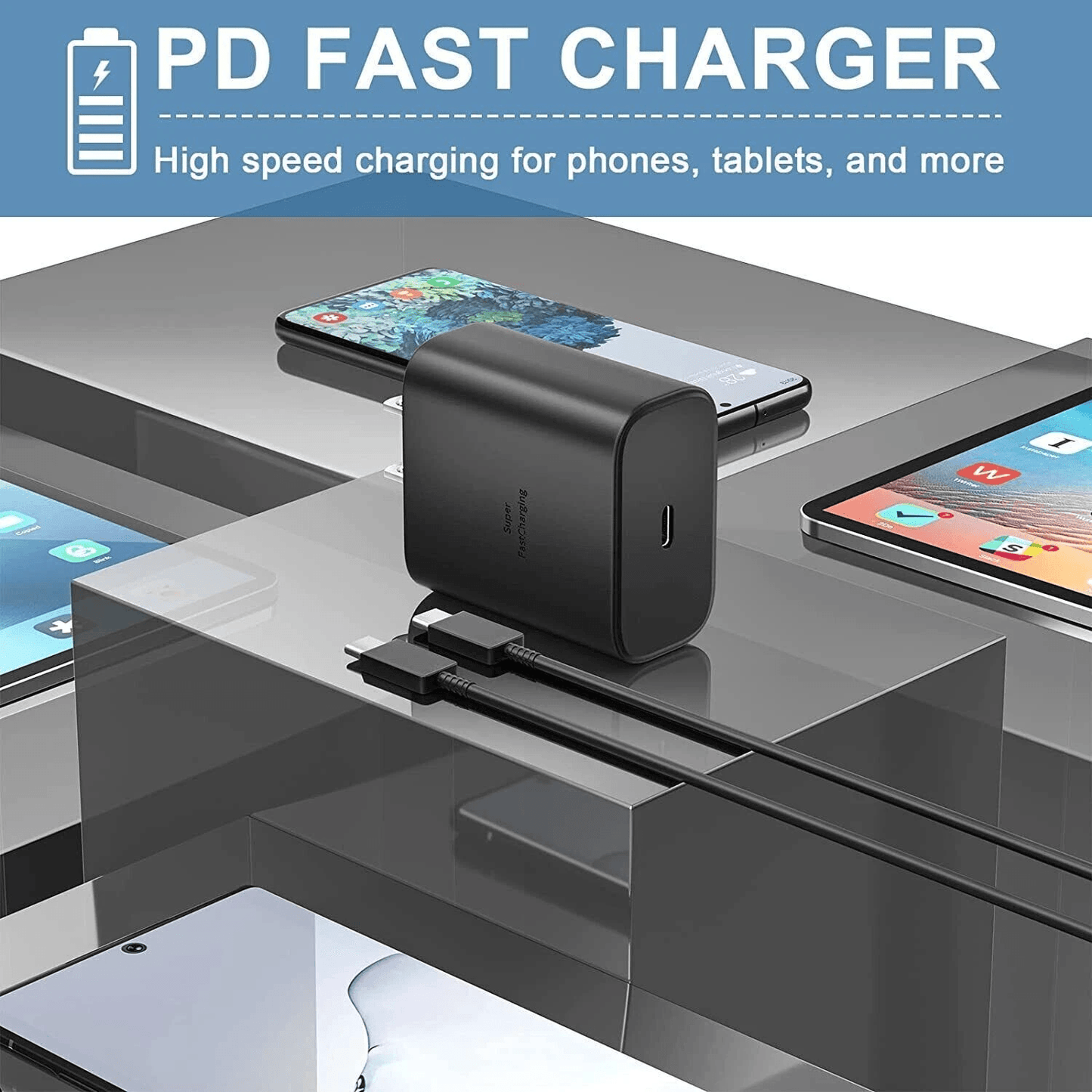 45W USBC Super Fast Wall Charger With 10FT USBC To USBC Cable For Samsung Galaxy S20 S21 Tab S8 Fas 5