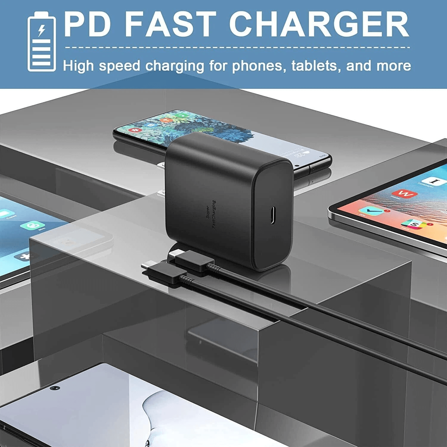 45W USBC Super Fast Wall Charger With 10FT USBC To USBC Cable For Samsung Galaxy S20 S21 Tab S8 Fas 5