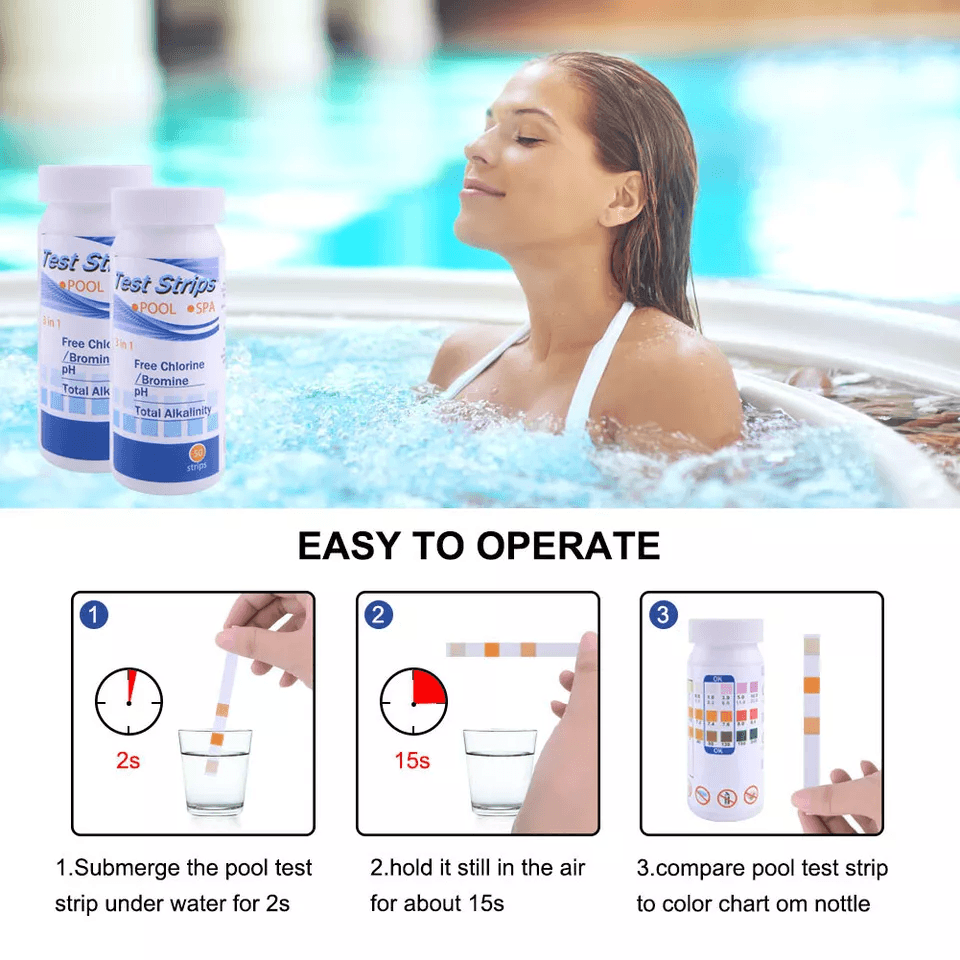 Chlorine Dip Test Strips For Hot Tub SPA  Swimming Pool PH Tester Paper Bottle For Accurate Water Q 5