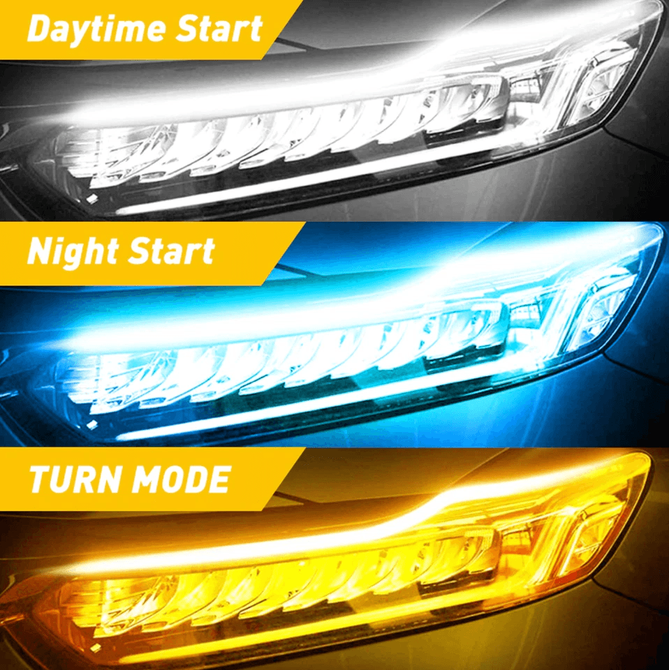 Amber Sequential LED DRL Turn Signal Strip For Car Headlights 2