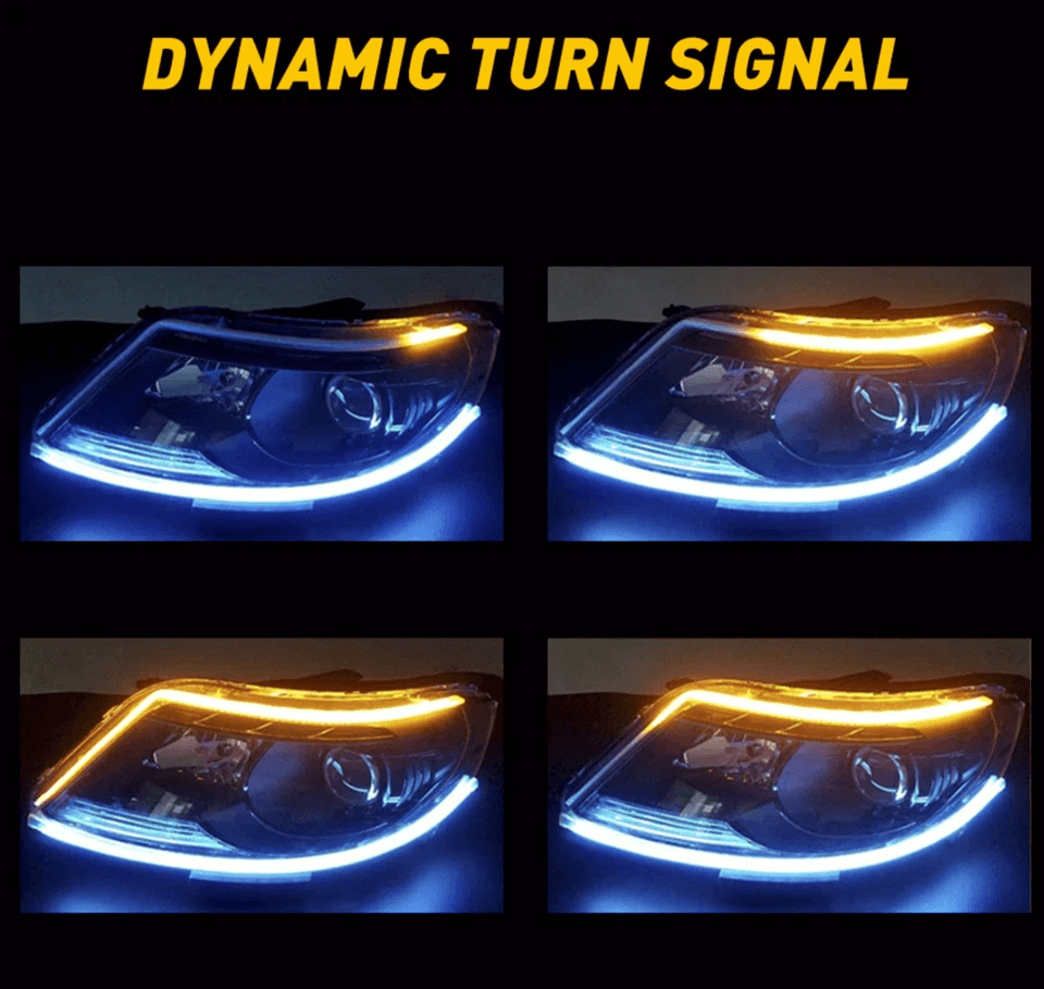 Amber Sequential LED DRL Turn Signal Strip For Car Headlights 4